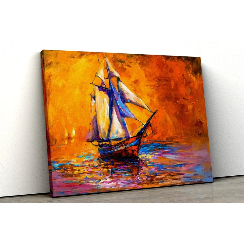 Boat sailing sailor sea oil painting UV Direct Aluminum Print Australian Made Quality