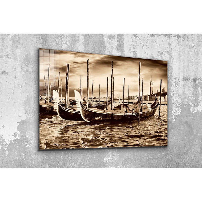 Boats on Sea Vintage UV Direct Aluminum Print Australian Made Quality