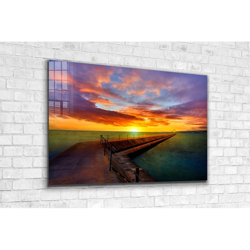 Breakwater Sunset Sky UV Direct Aluminum Print Australian Made Quality
