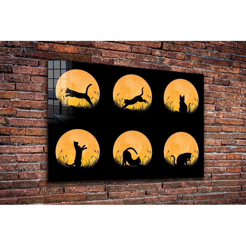 Cat Night Moods Vector UV Direct Aluminum Print Australian Made Quality