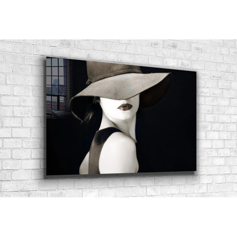 Fashion Hat Woman B&W UV Direct Aluminum Print Australian Made Quality