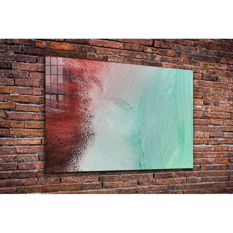 Green Red Grey Abstract UV Direct Aluminum Print Australian Made Quality