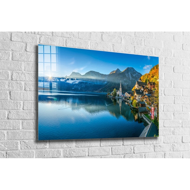 Hallstatt Village Lake UV Direct Aluminum Print Australian Made Quality
