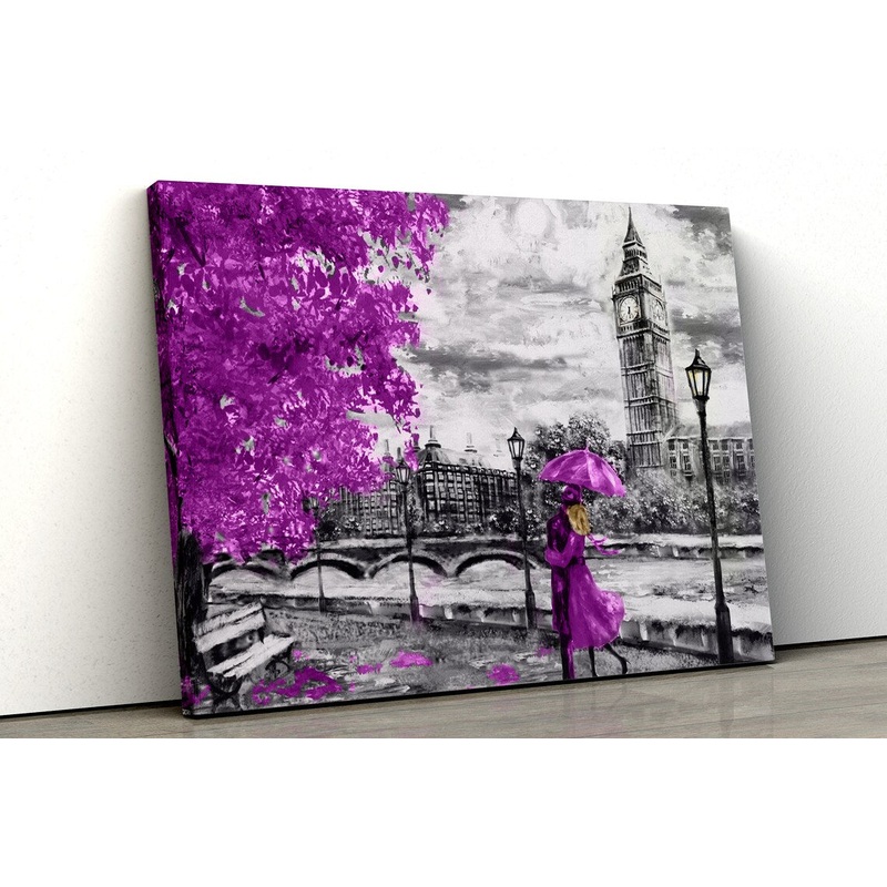 Large Purple tree set in a black and white UV Direct Aluminum Print Australian Made Quality