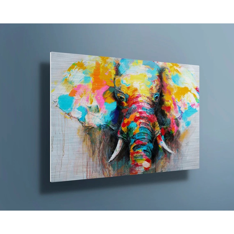 Large water color Elephant UV Direct Aluminum Print Australian Made Quality