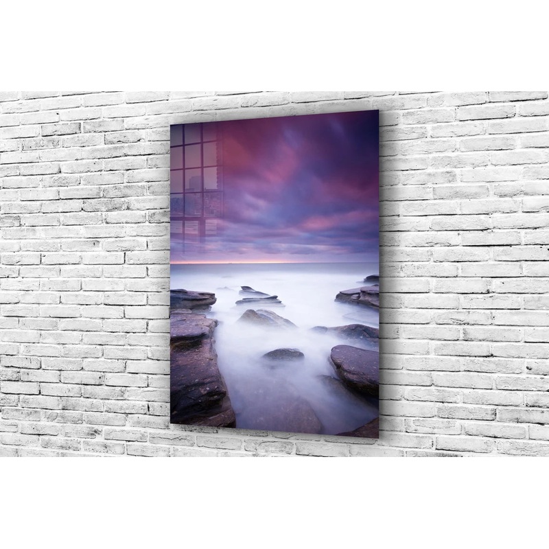 Misty Ocean Rocks UV Direct Aluminum Print Australian Made Quality