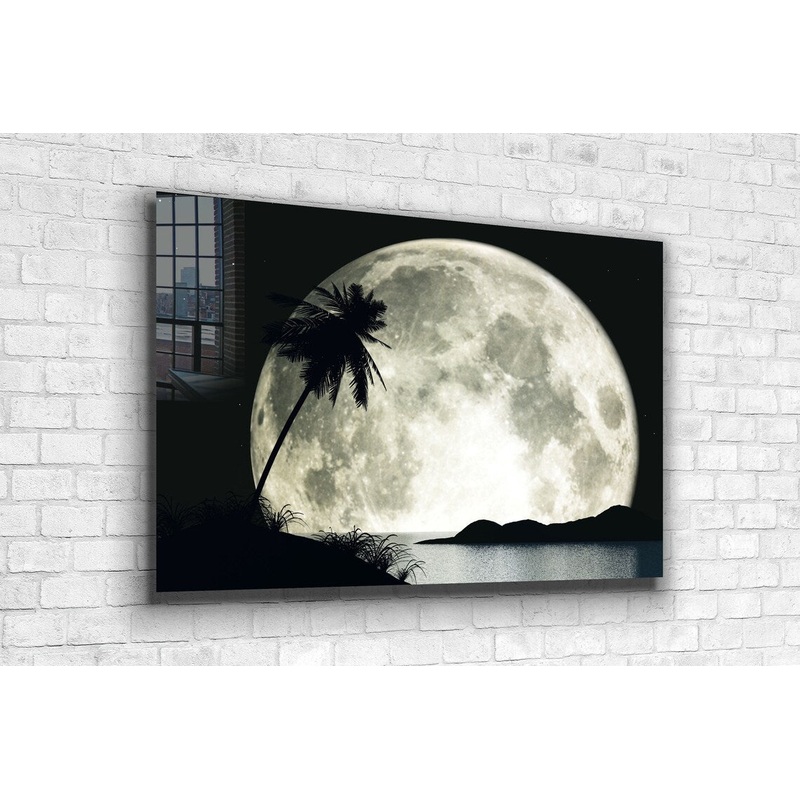 Moon Palm Tree Digital UV Direct Aluminum Print Australian Made Quality