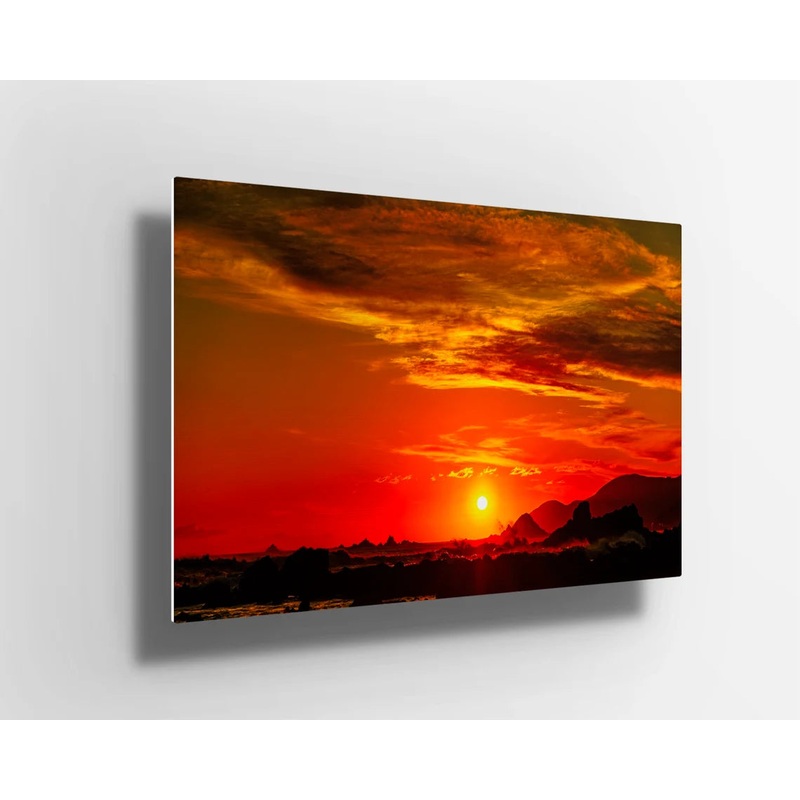 Mountains with sunset Scene Nature forest UV Direct Aluminum Print Australian Made Quality
