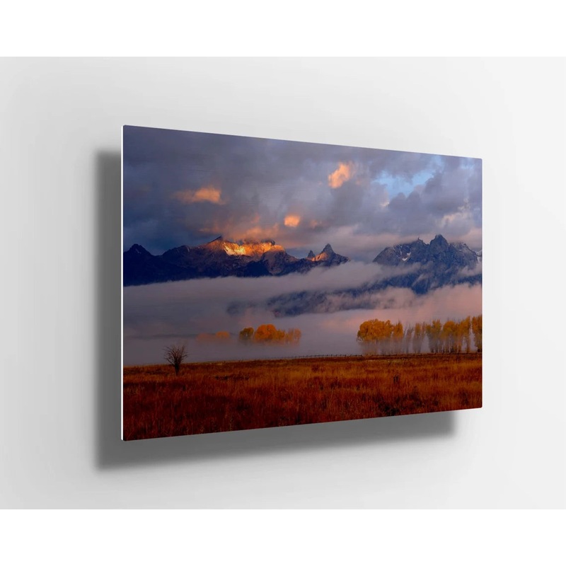 Mountains with sunset Scene UV Direct Aluminum Print Australian Made Quality