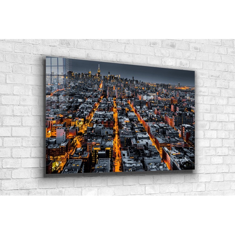 Night City Skyline View UV Direct Aluminum Print Australian Made Quality