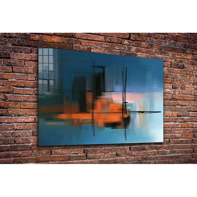 Orange Blue Abstract UV Direct Aluminum Print Australian Made Quality