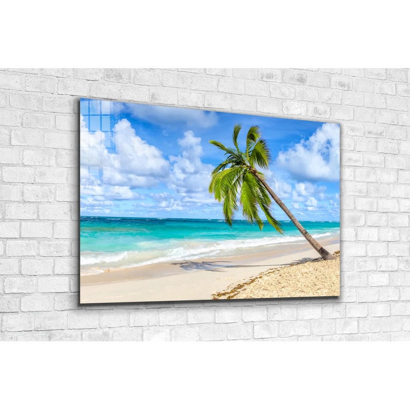 Palm Tropical Beach UV Direct Aluminum Print Australian Made Quality