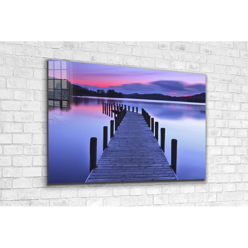 Pier Lake with Pink Sky UV Direct Aluminum Print Australian Made Quality