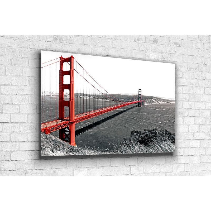 Red Golden Gate B&W UV Direct Aluminum Print Australian Made Quality