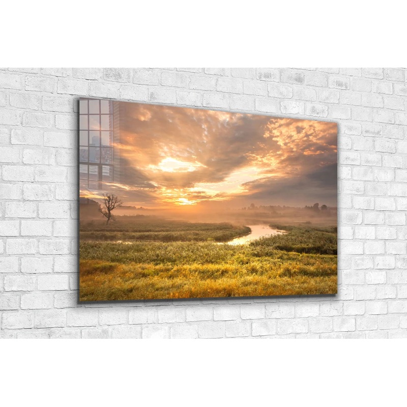 River & Meadow Sunset UV Direct Aluminum Print Australian Made Quality