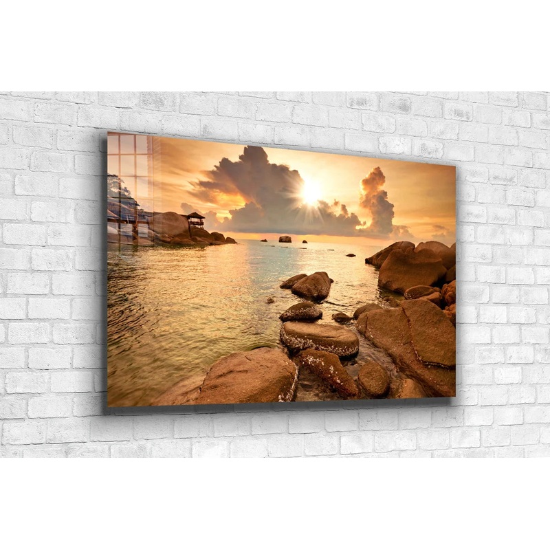 Rocky Seascape Sunset UV Direct Aluminum Print Australian Made Quality