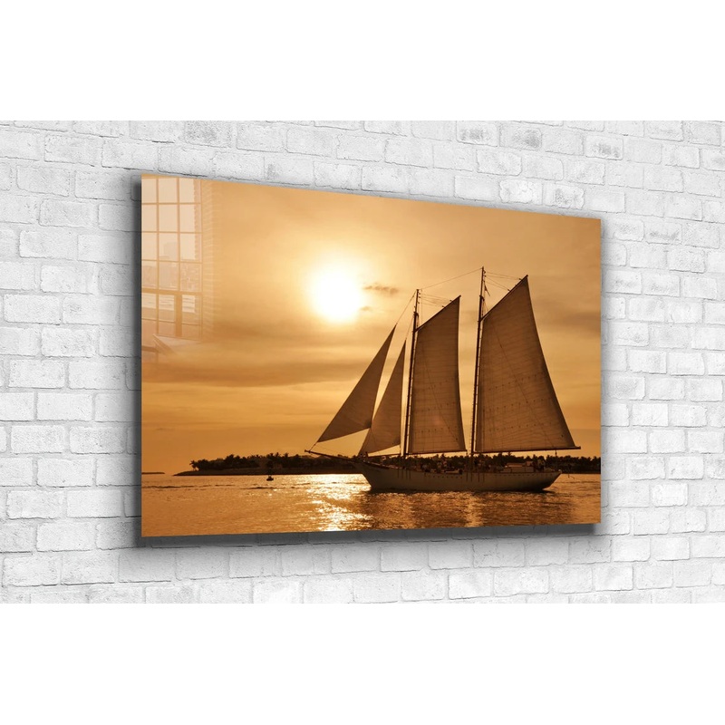 Sunset & Sailing Boat UV Direct Aluminum Print Australian Made Quality