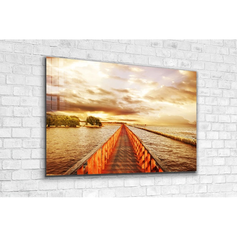 Wooden Path on Sea UV Direct Aluminum Print Australian Made Quality