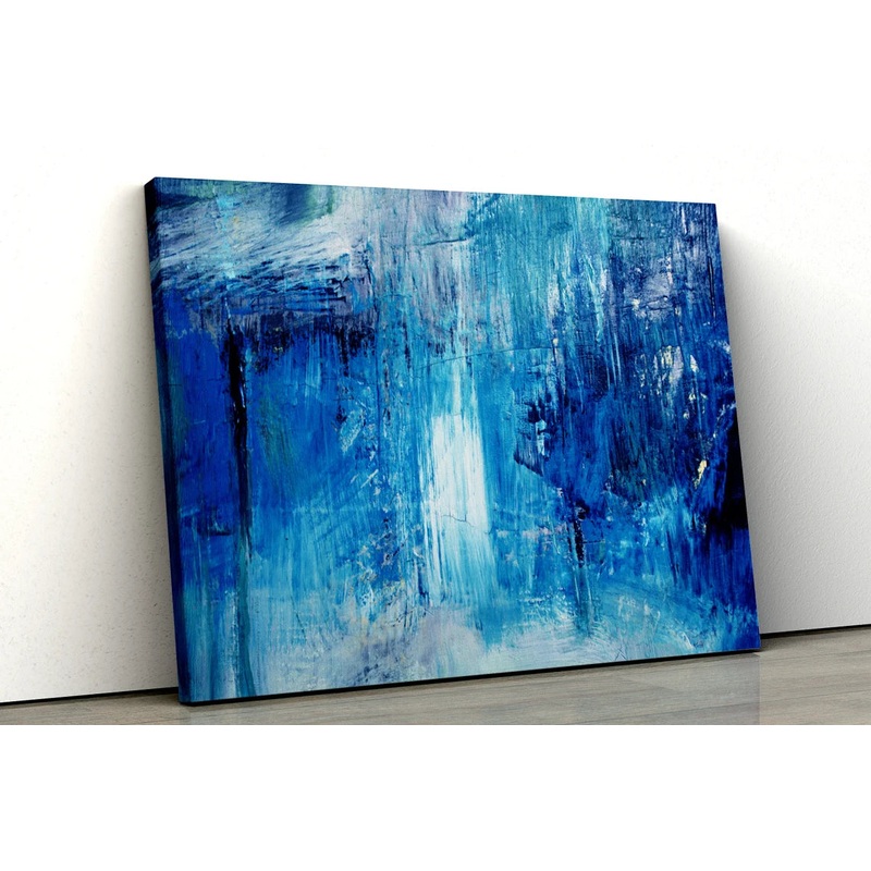 Abstract blue streaks painting UV Direct Aluminum Print Australian Made Quality