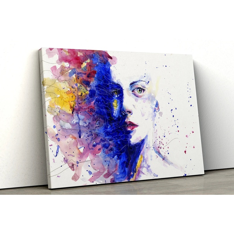 Abstract female portrait girls face water color painting UV Direct Aluminum Print Australian Made Quality