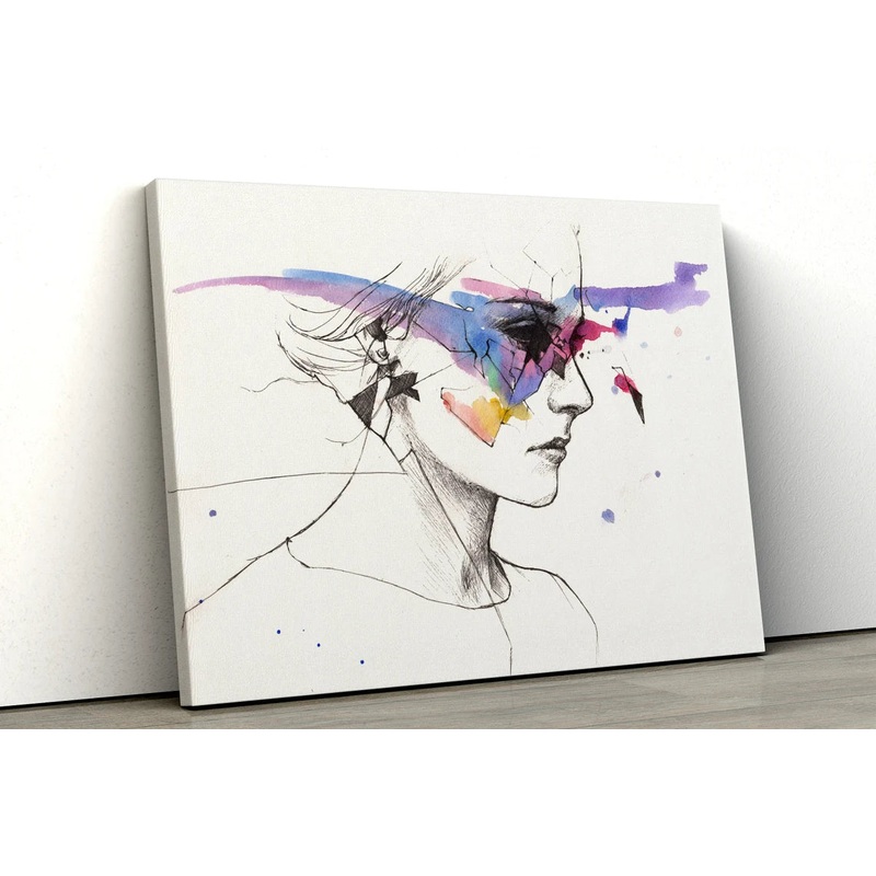 Abstract female portrait sketch woman water color painting UV Direct Aluminum Print Australian Made Quality