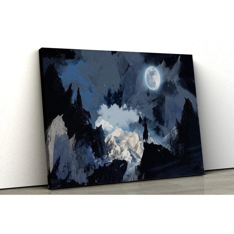 Abstract Japanese mountains moon UV Direct Aluminum Print Australian Made Quality