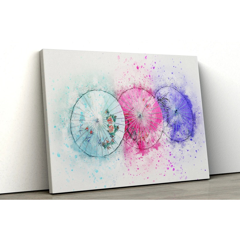 Abstract Umbrella pink purple water color painting UV Direct Aluminum Print Australian Made Quality