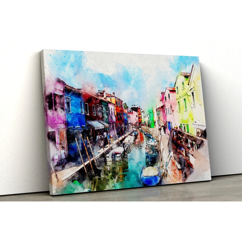 Abstract Venice canal water color painting UV Direct Aluminum Print Australian Made Quality