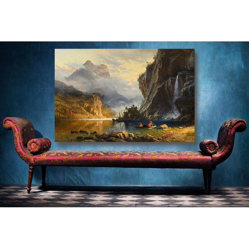 Albert Bierstadt, Indians Spear Fish UV Direct Aluminum Print Australian Made Quality