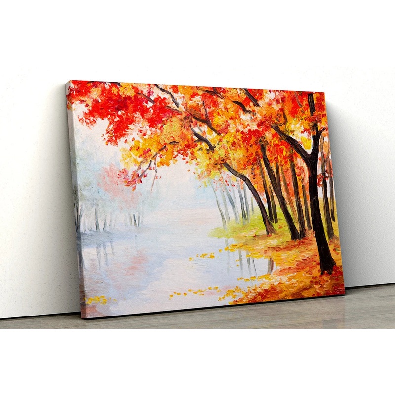 Autumn Tree Scene water color UV Direct Aluminum Print Australian Made Quality