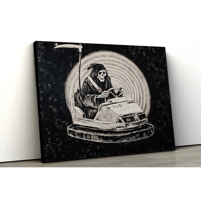 Banksy Brace Yourself Grim Reaper on Bumper Car UV Direct Aluminum Print Australian Made Quality