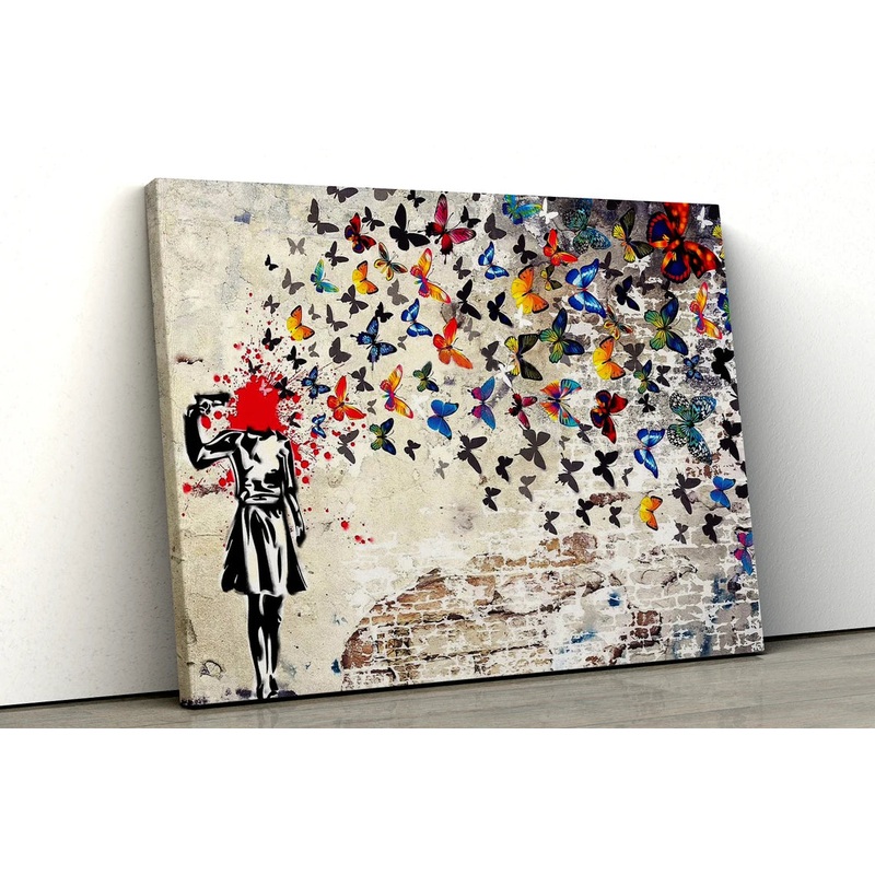 Banksy Butterfly Brains Girl UV Direct Aluminum Print Australian Made Quality