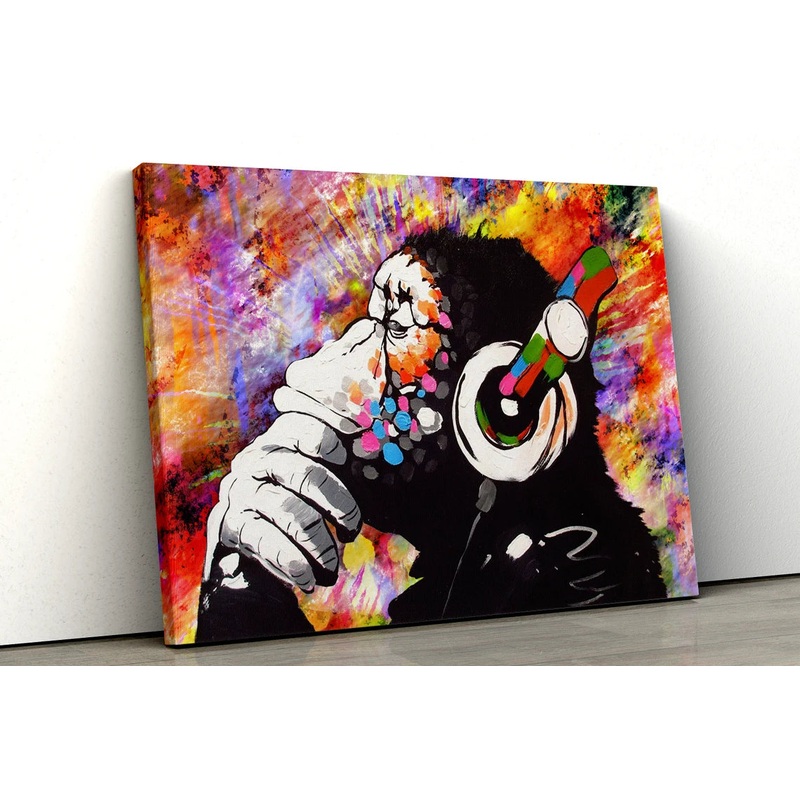 Banksy DJ Monkey colourful abstract UV Direct Aluminum Print Australian Made Quality