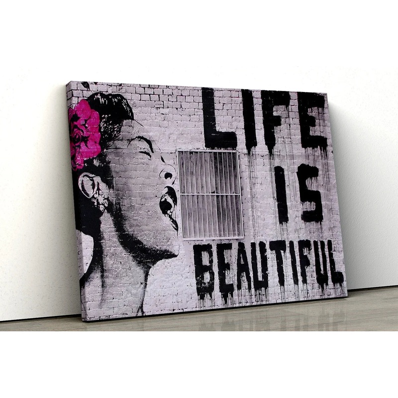 Banksy Life is Beautiful famous Graffiti Street UV Direct Aluminum Print Australian Made Quality