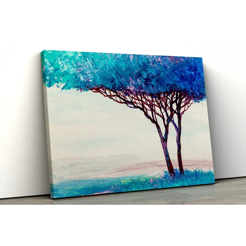 Blue Teal abstract tree field UV Direct Aluminum Print Australian Made Quality