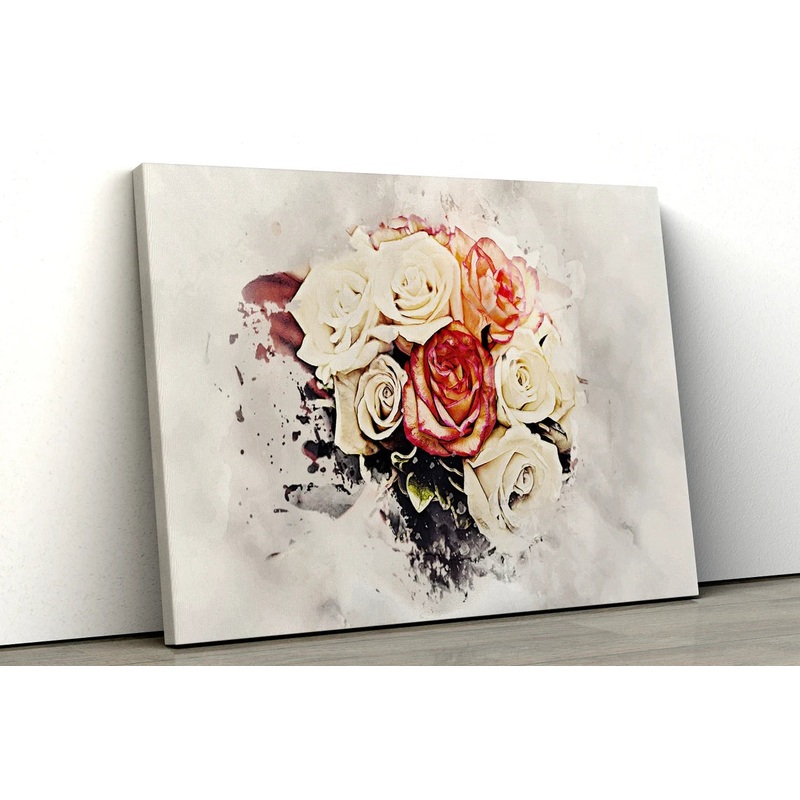 Bouquet of flowers water color UV Direct Aluminum Print Australian Made Quality