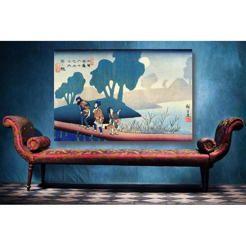 Hiroshige, A Family In A Misty UV Direct Aluminum Print Australian Made Quality
