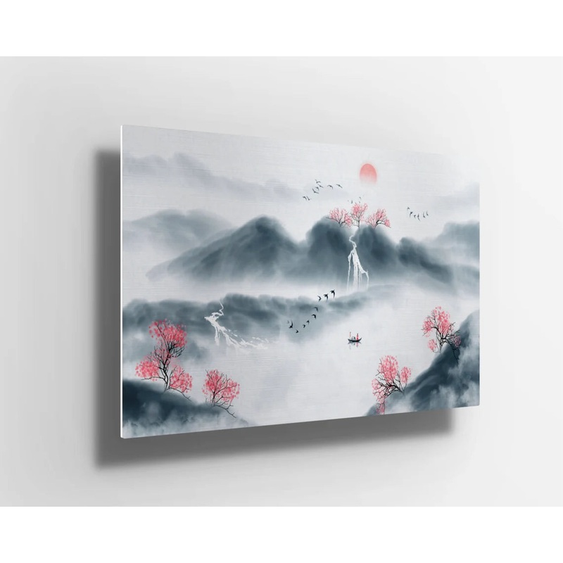 Japanese watercolor cherry blossom UV Direct Aluminum Print Australian Made Quality