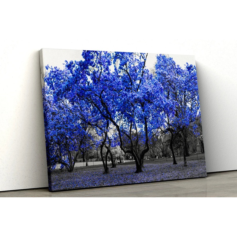 Large Blue trees black white UV Direct Aluminum Print Australian Made Quality