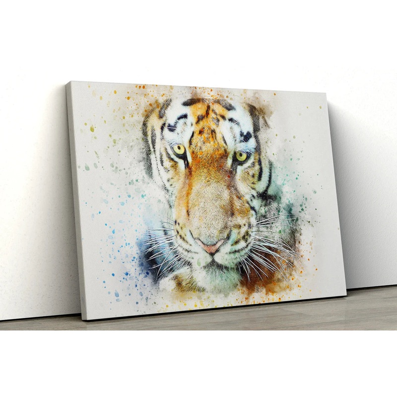 Large Tiger watercolored UV Direct Aluminum Print Australian Made Quality