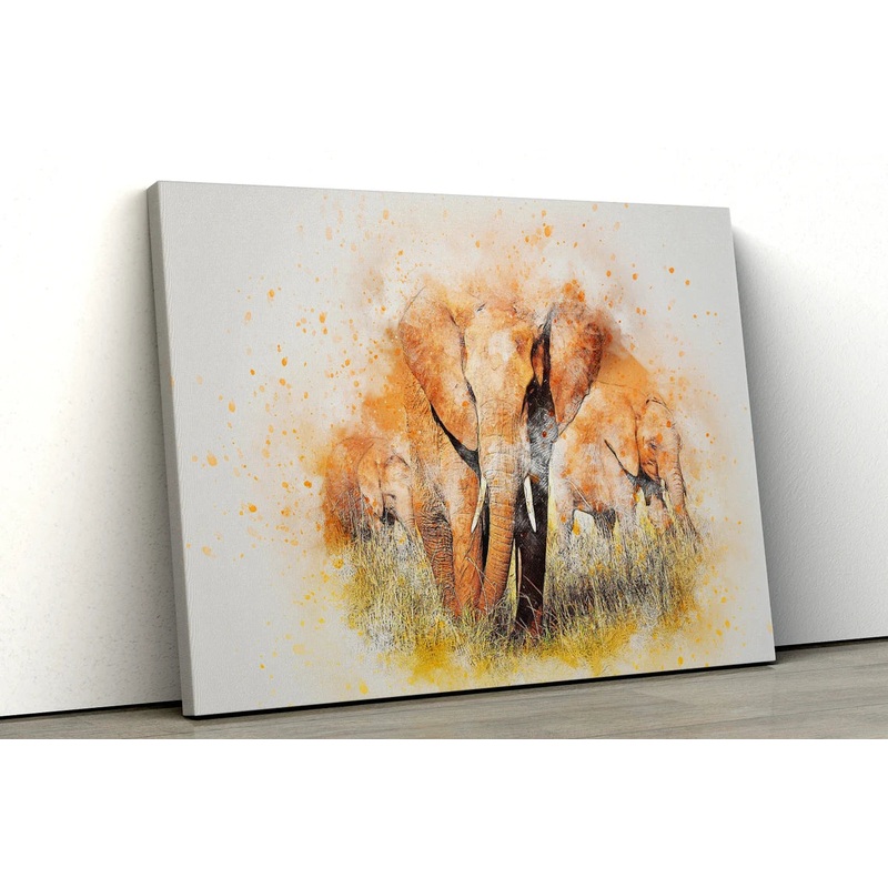 Large water color Elephant colorful UV Direct Aluminum Print Australian Made Quality
