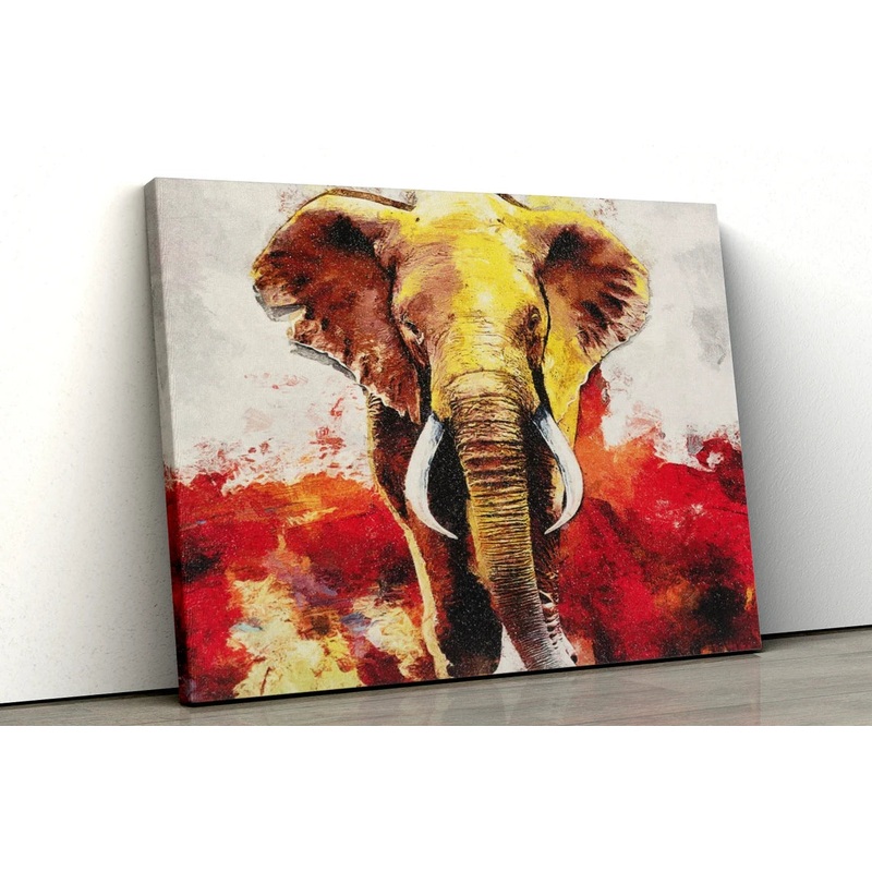 Large water color Elephant red grey UV Direct Aluminum Print Australian Made Quality