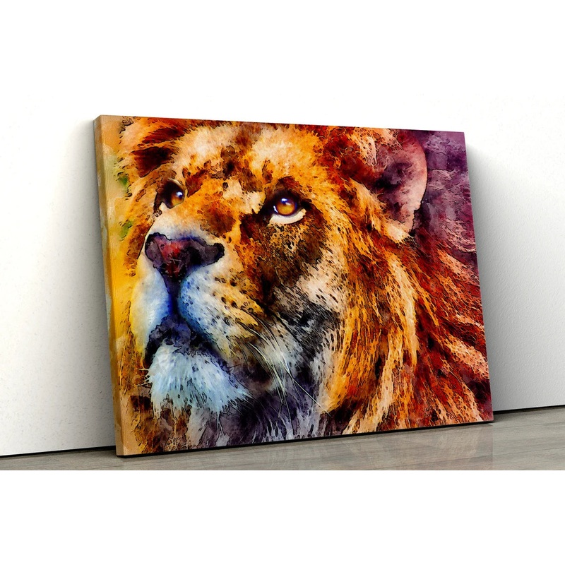 Large water color Lion Abstract UV Direct Aluminum Print Australian Made Quality