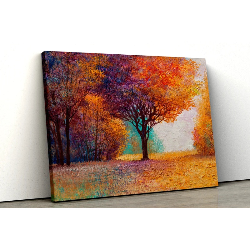 Multicolored abstract autumn trees oil painting UV Direct Aluminum Print Australian Made Quality