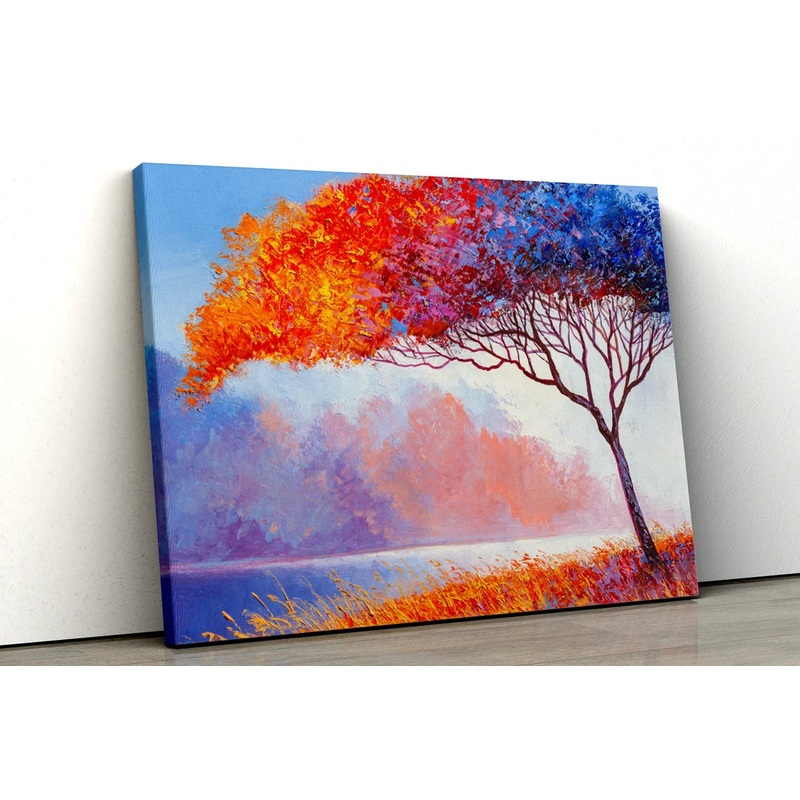 Multicolored abstract river field trees oil painting UV Direct Aluminum Print Australian Made Quality