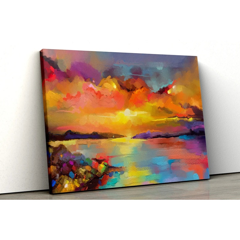 Multicolored abstract seascape sunset oil painting UV Direct Aluminum Print Australian Made Quality