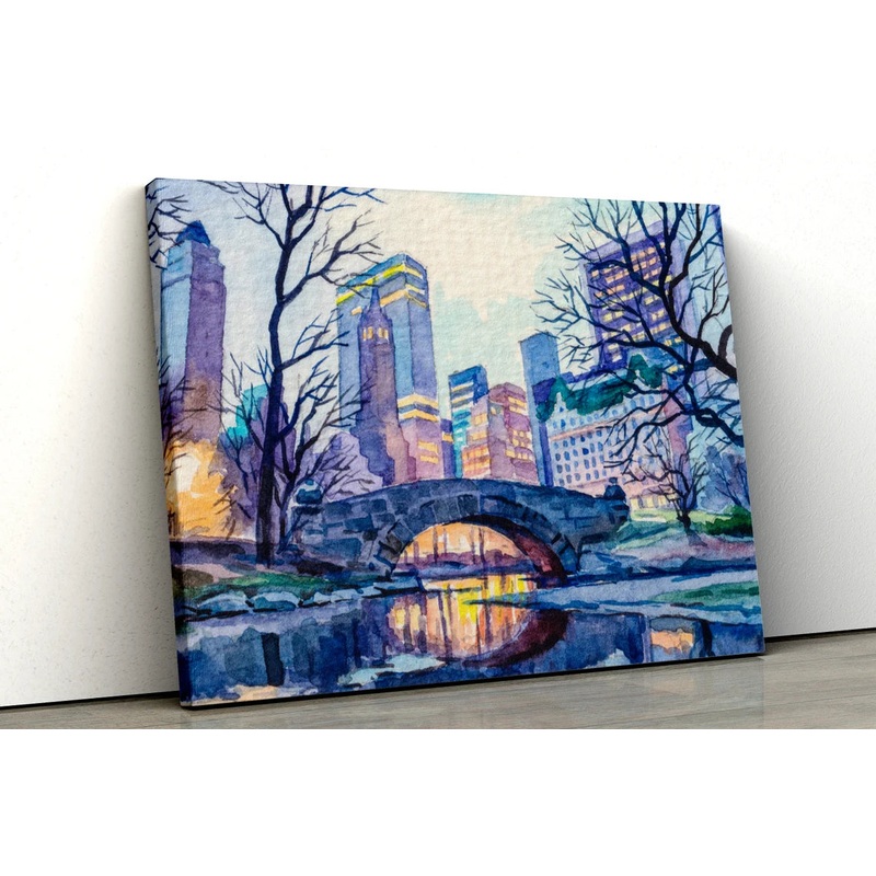 New York central park watercolor painting UV Direct Aluminum Print Australian Made Quality