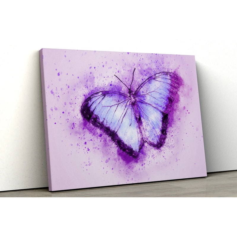 Pink Purple butterfly water color painting UV Direct Aluminum Print Australian Made Quality