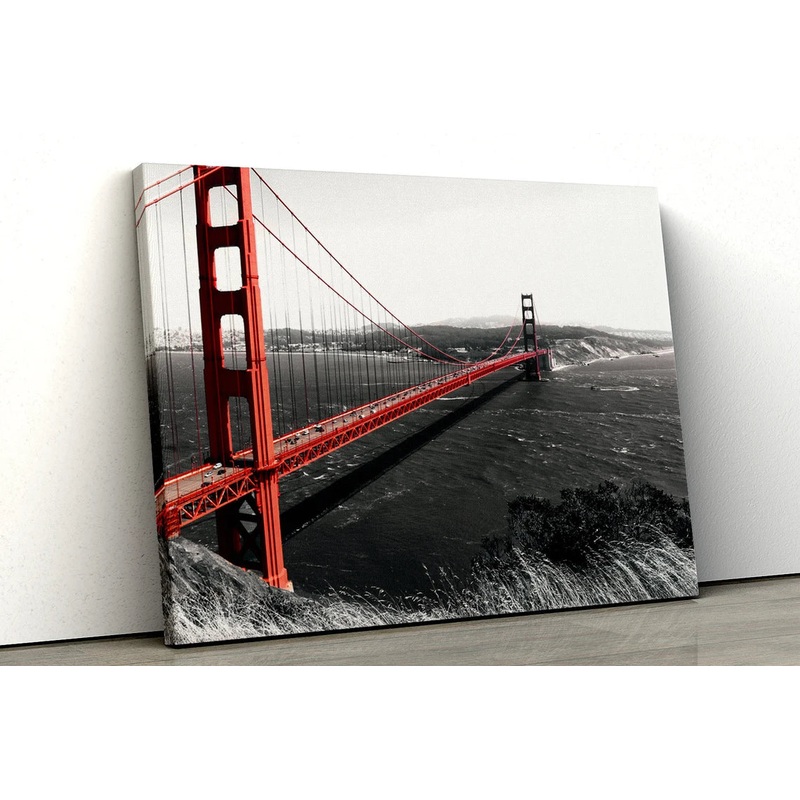 Red black and white Golden Gate Bridge UV Direct Aluminum Print Australian Made Quality
