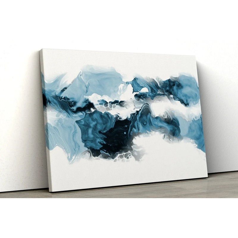 Teal blue abstract oil painting UV Direct Aluminum Print Australian Made Quality